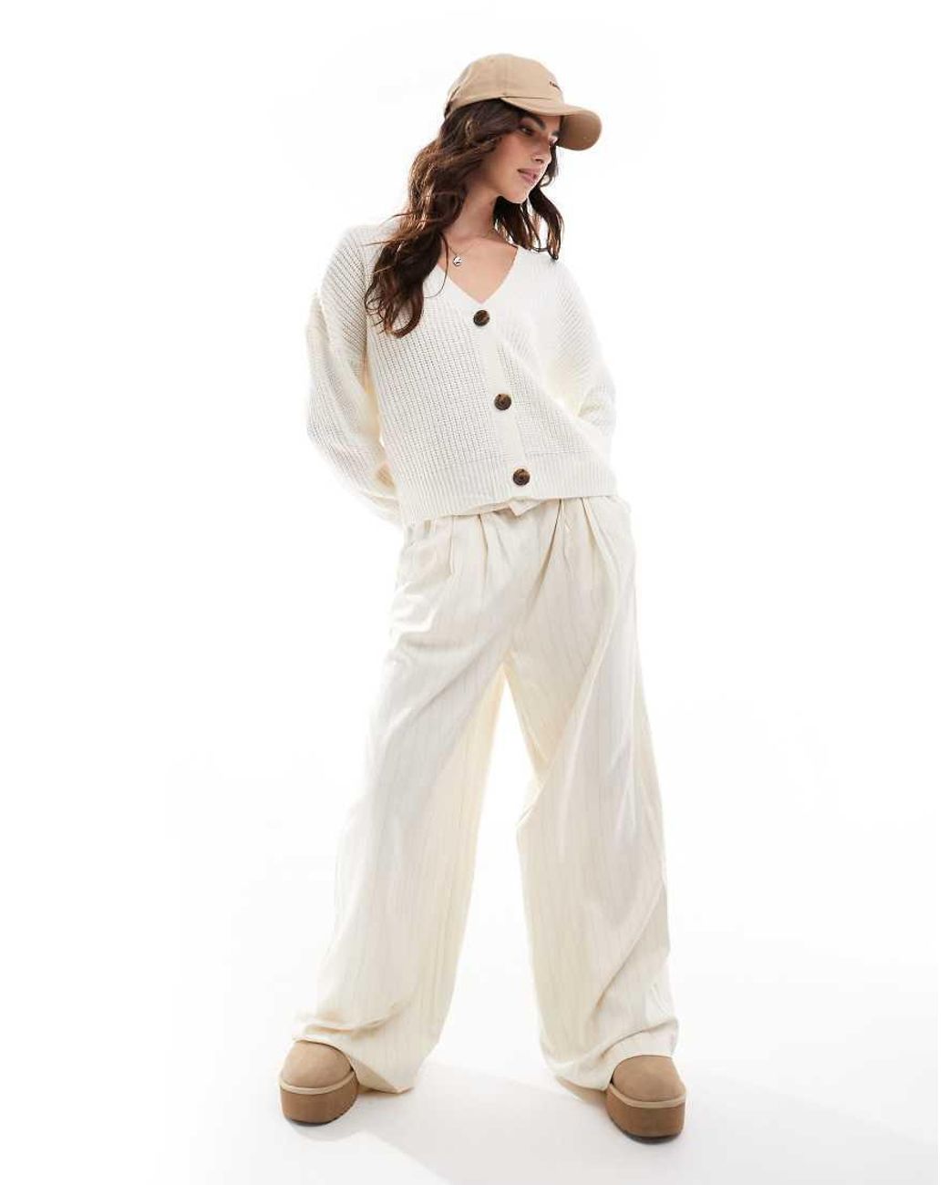 Vero Moda White Button Through Chunky Rib Cardigan