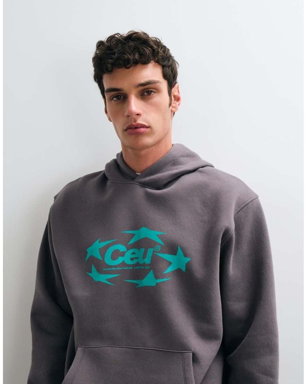 ASOS Gray Relaxed Hoodie With Star Graphic Print for men