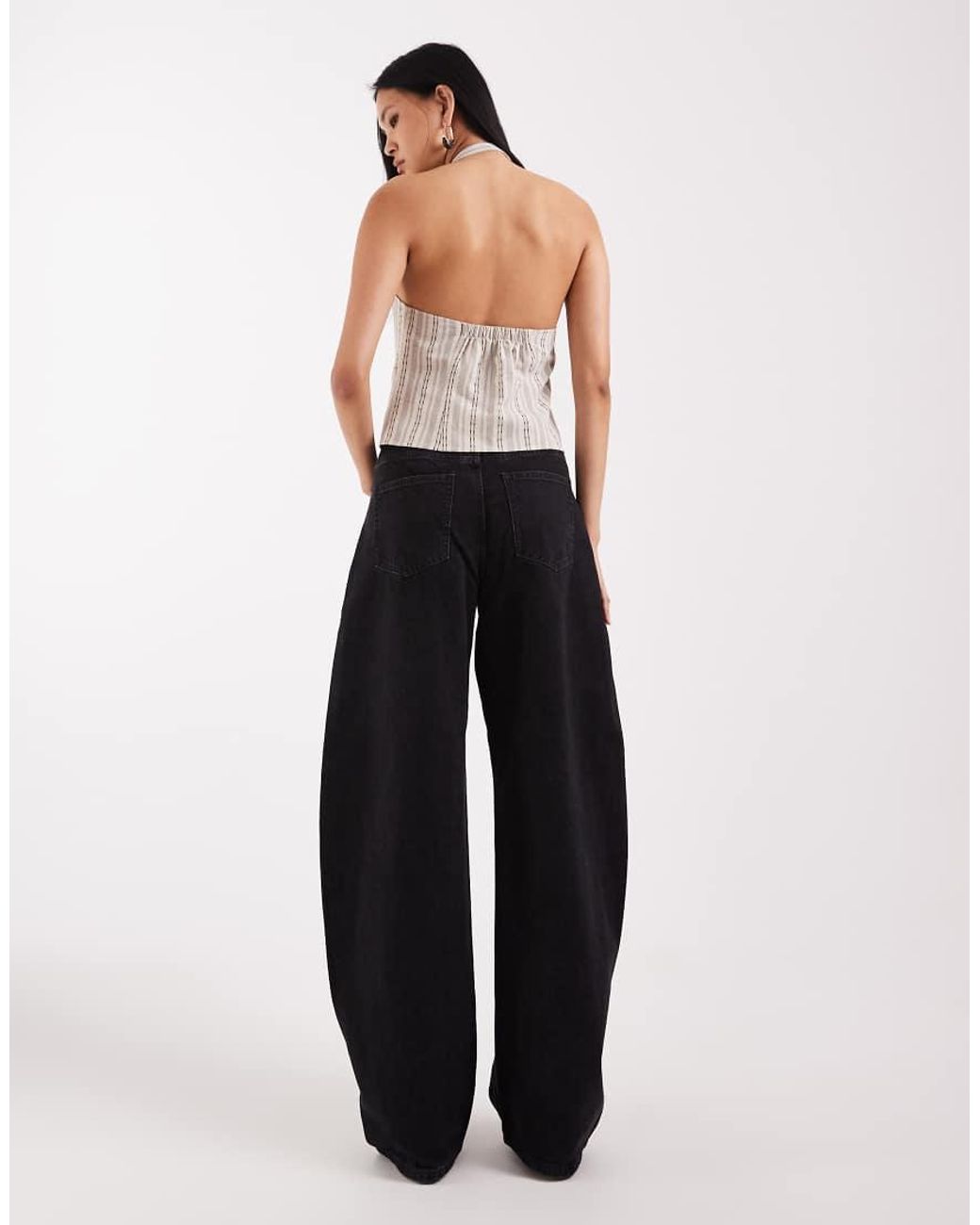 ASOS Black Asos Design Tall High Waisted Barrel Leg Jeans