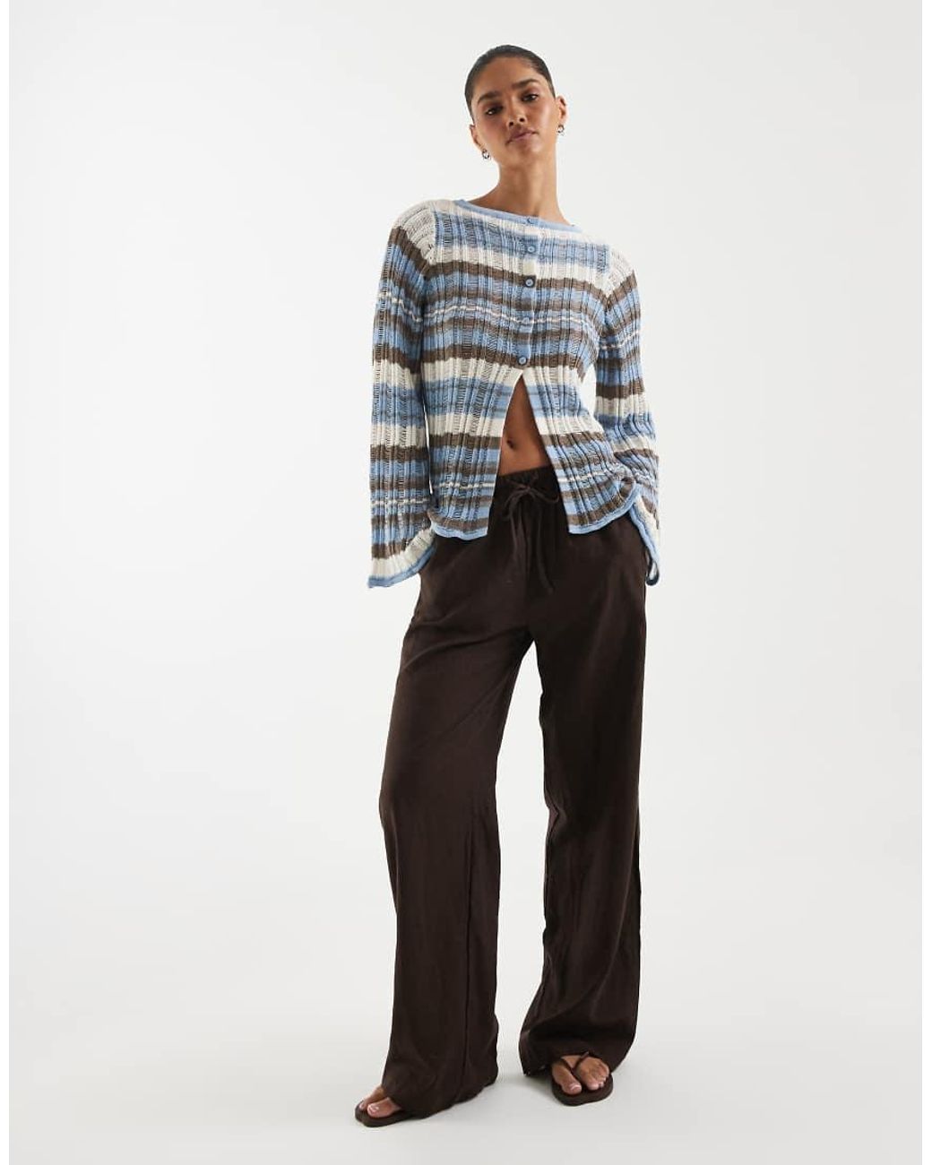 ASOS Blue Knitted Ladder Stitch Cardigan