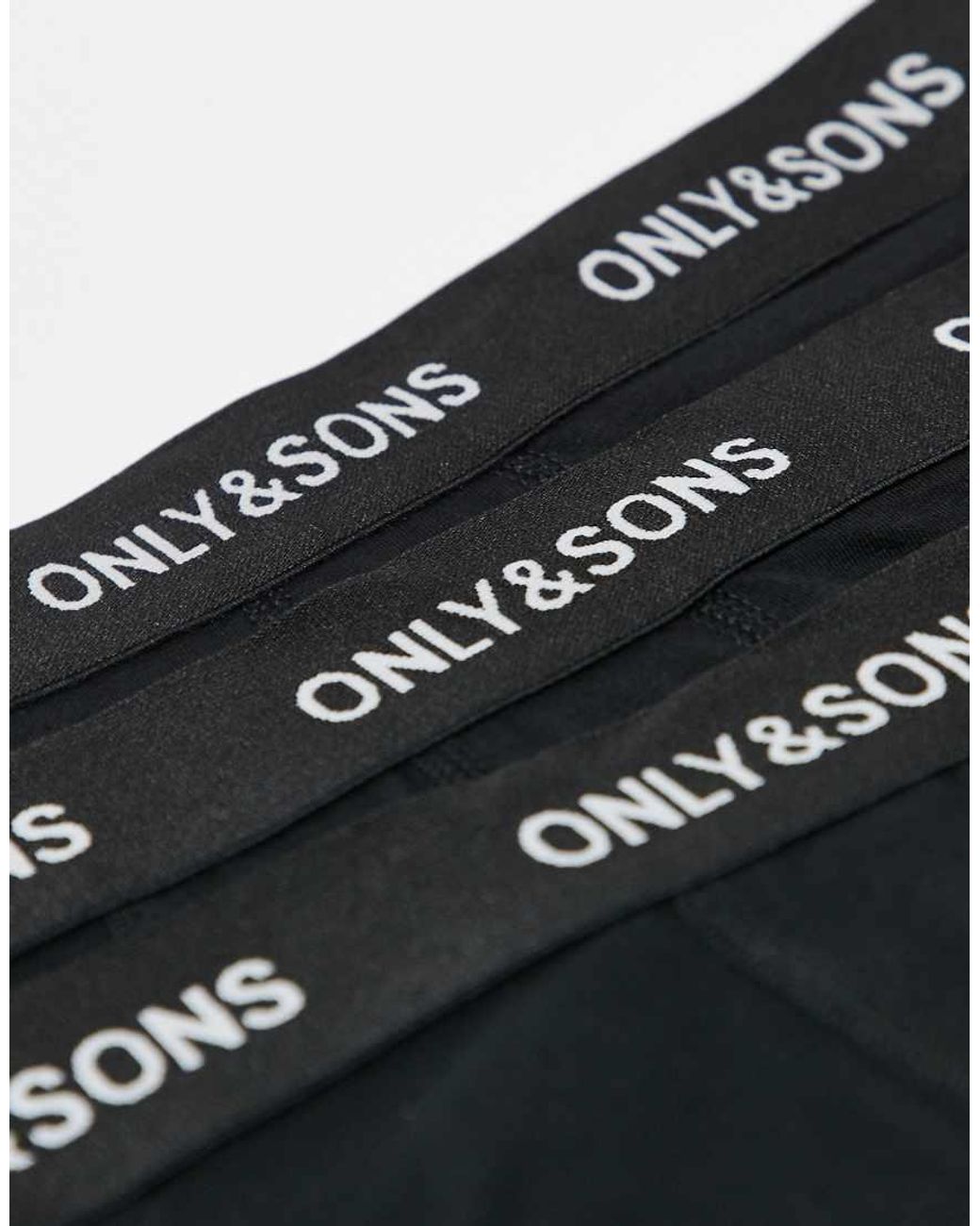 Only & Sons Black 3 Pack Trunks for men