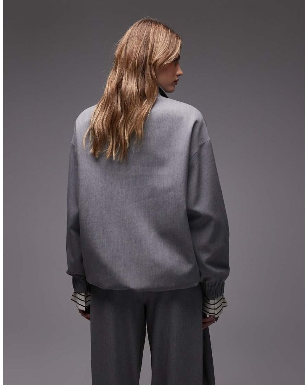 ASOS Gray Funnel Neck Longline Bomber Jacket