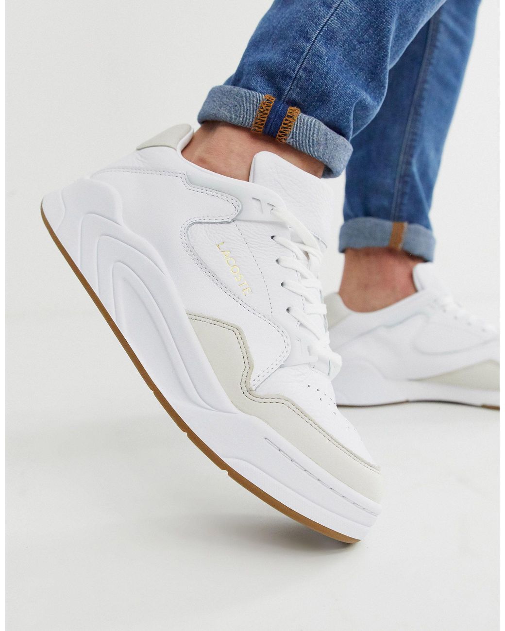 Lacoste Court Slam Chunky Trainers With Gum Sole in White for Men | Lyst