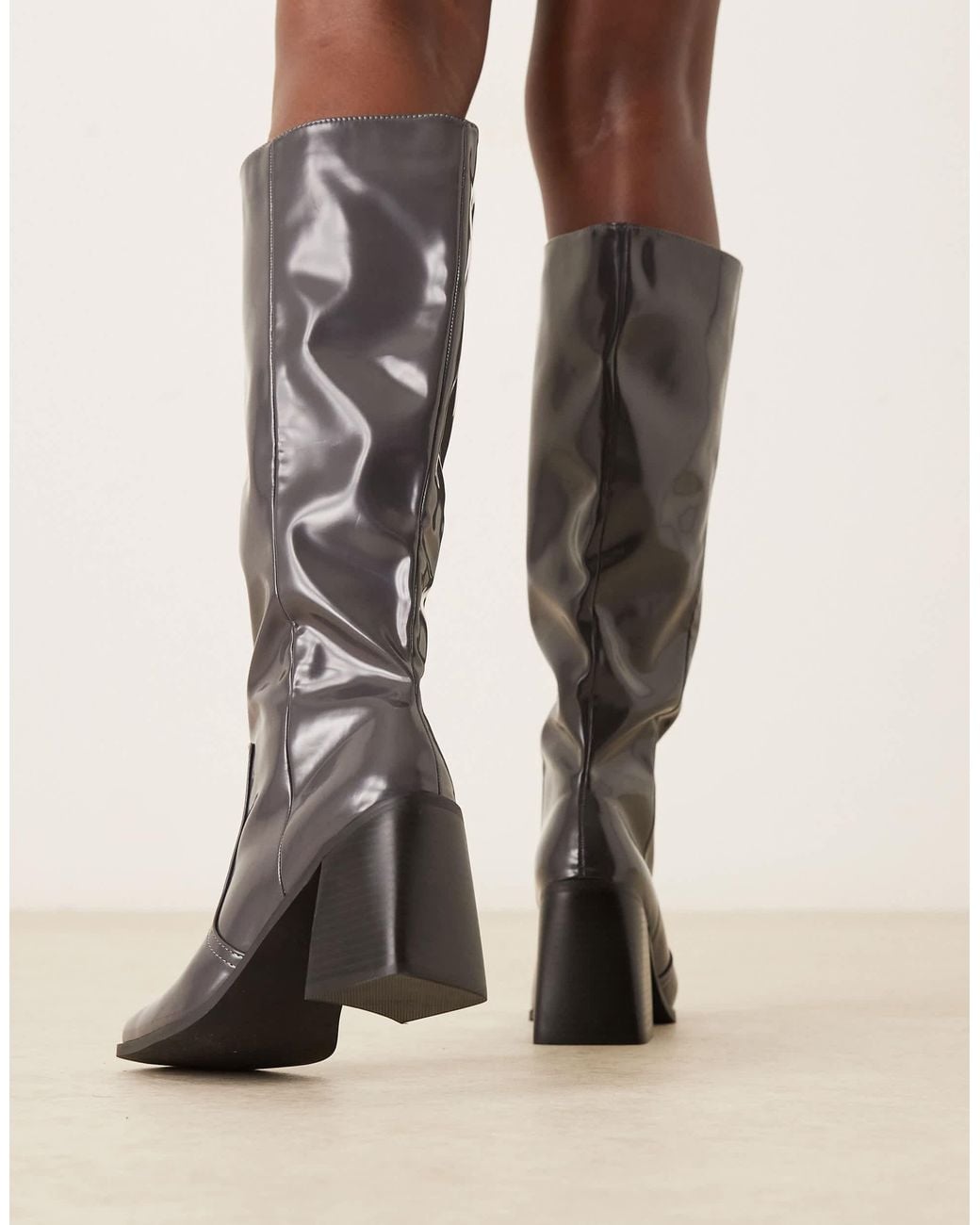 Raid Black Renzo Block Heel Knee Boots