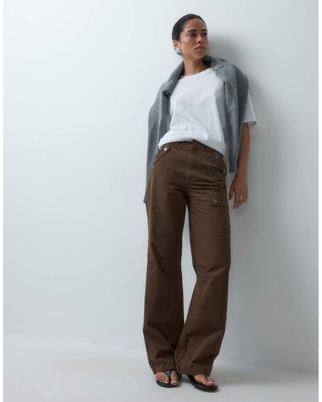 ASOS Blue Peached Cargo Trouser With Pocket Detail