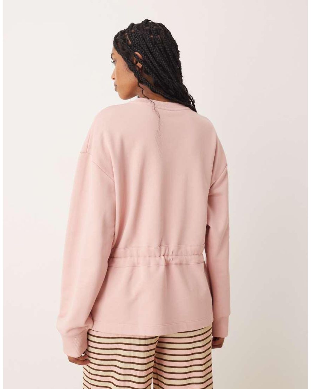 ASOS Pink Sweat With Ruched Bow Detail