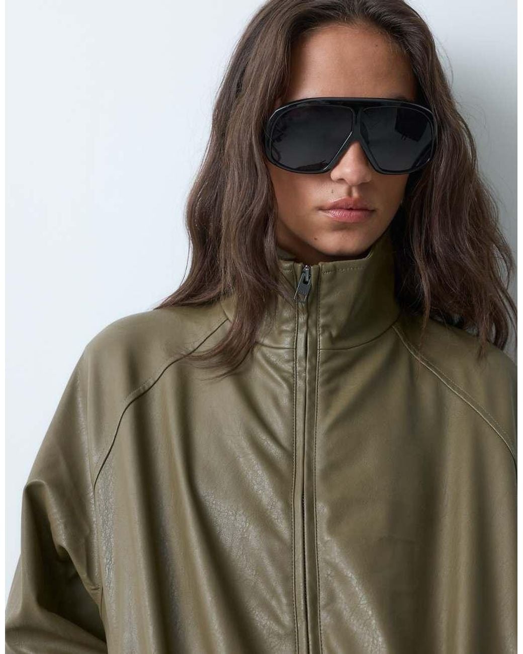 JJXX Blue Faux Leather Funnel Neck Jacket