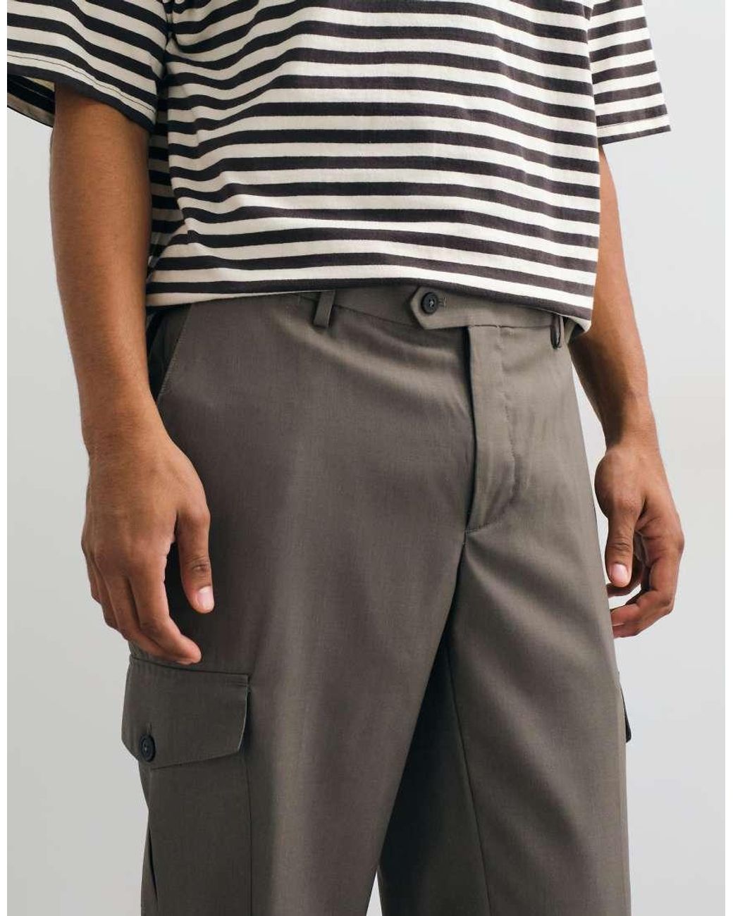 Mango Gray Utility Trouser for men
