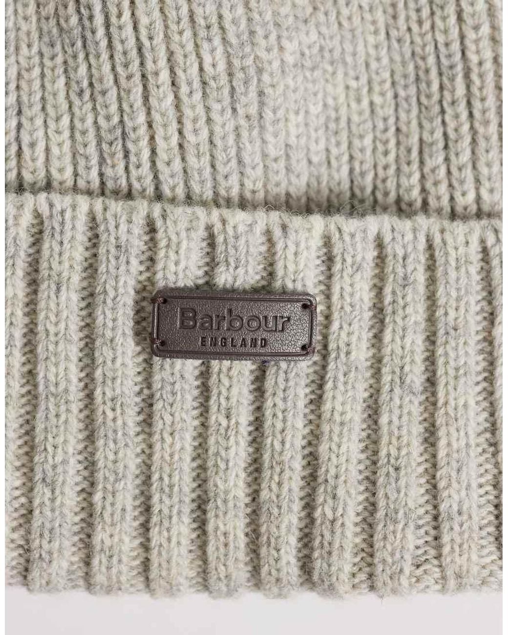 Barbour Gray Carlton Knitted Wool Blend Logo Beanie for men