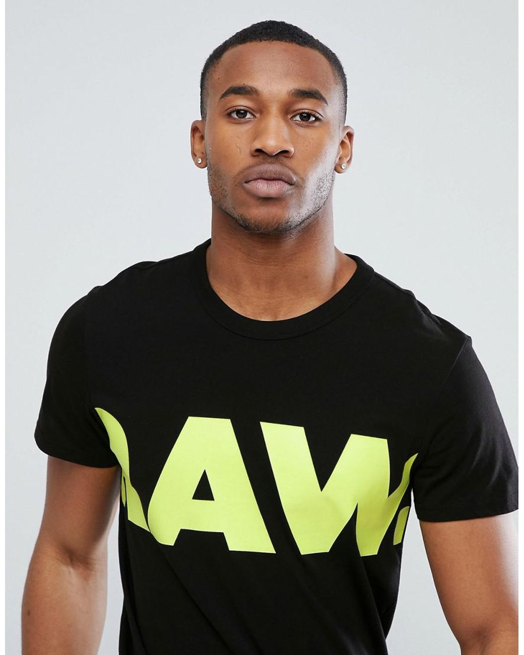 G-Star RAW Vilsi Neon Logo T-shirt in Black for Men | Lyst