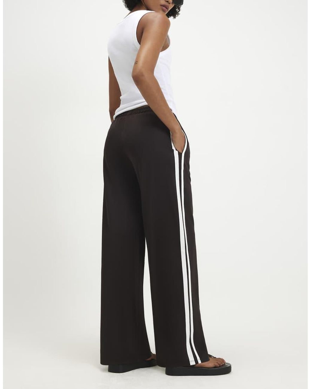 River Island White Side Stripe Joggers