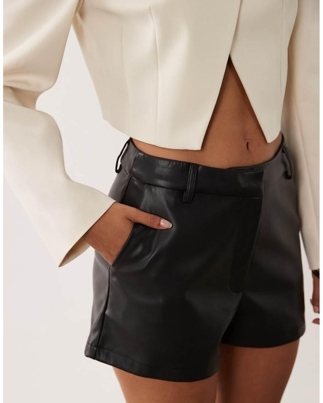 ASOS Natural Faux Leather Micro Shorts