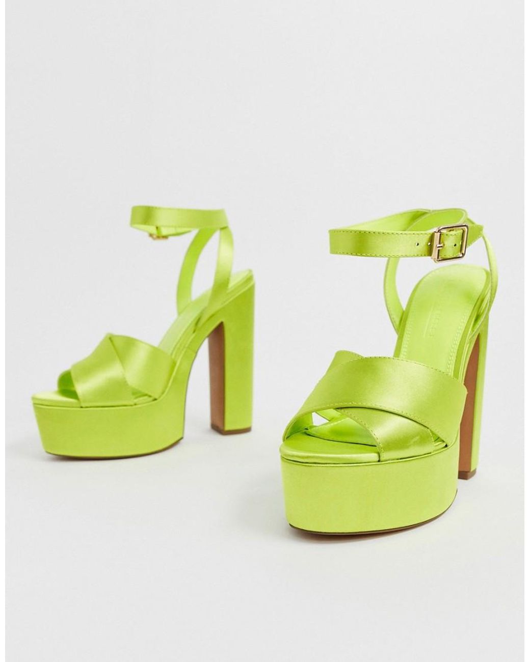 Sandalias de tac n de plataforma gruesa en verde lima Novel ASOS