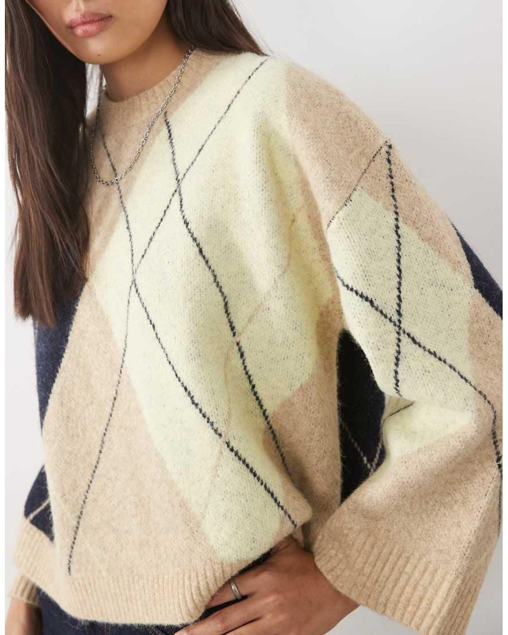 ASOS Natural Argyle Sweater