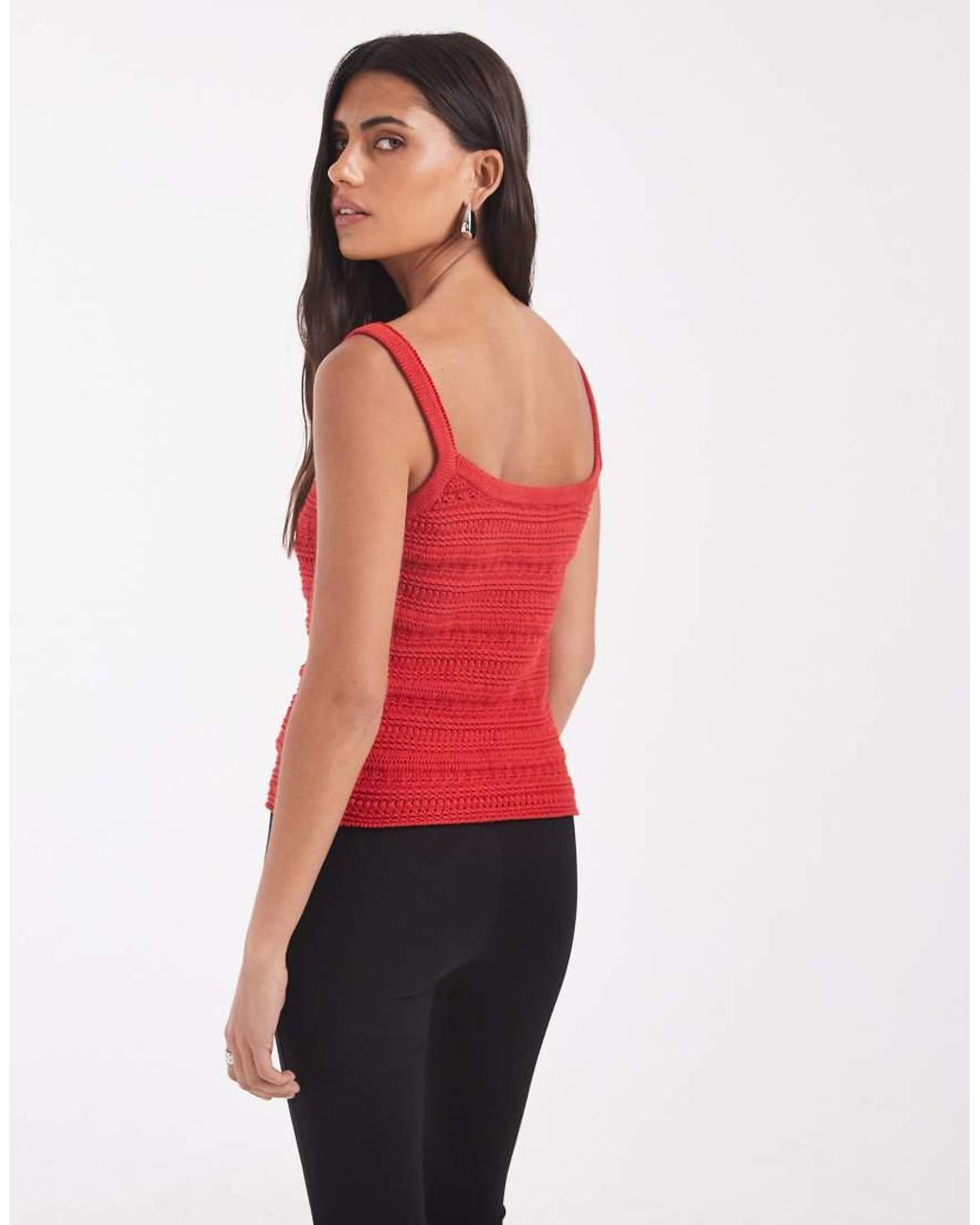 ASOS Red Crochet Knit Cami Top Co-ord
