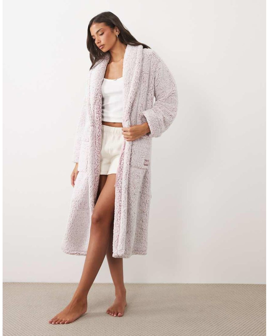DKNY Pink Long Sherpa Robe
