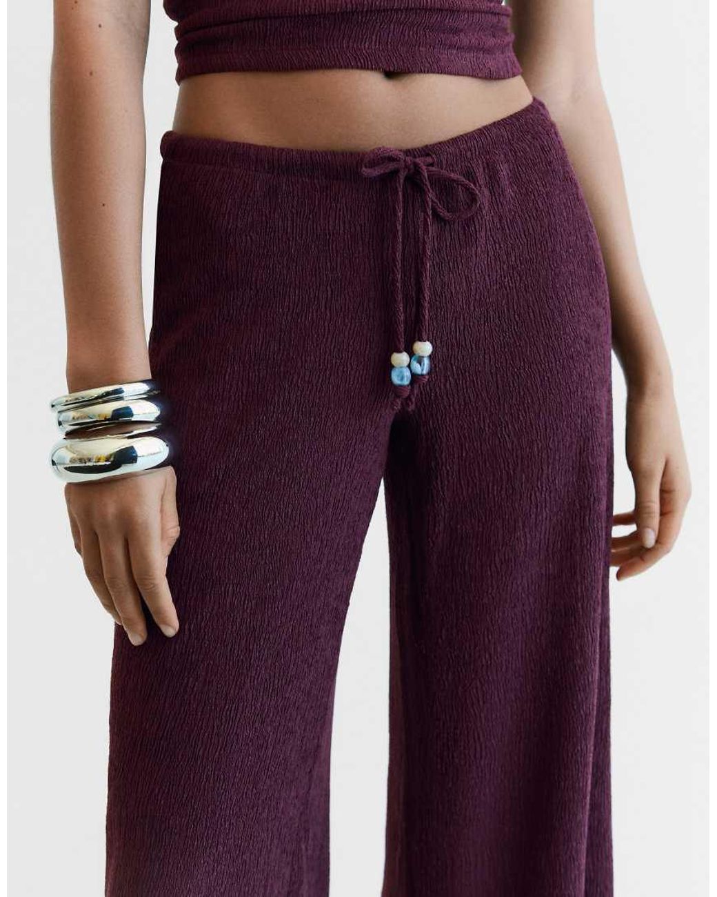Bershka Red Wide-Leg Trousers With Elasticated Waist