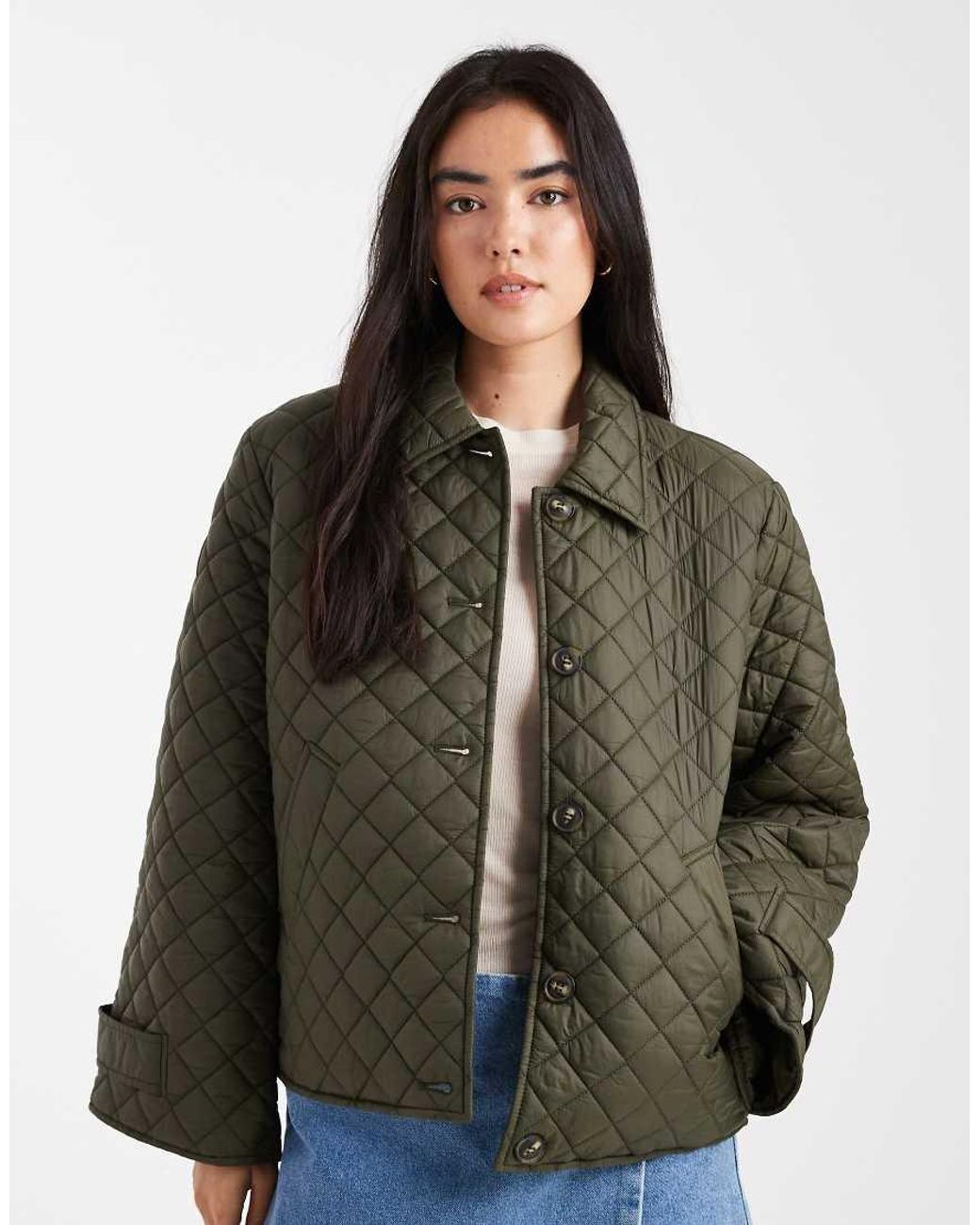 Vero Moda Gewatteerd Jack Met Knoopsluiting in het Brown