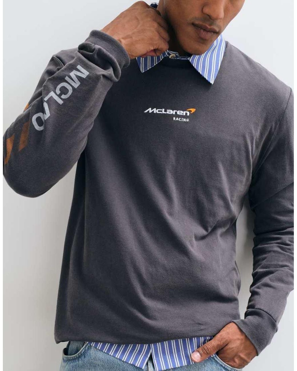 Hollister Blue F1 Graphic Long Sleeve T-shirt for men