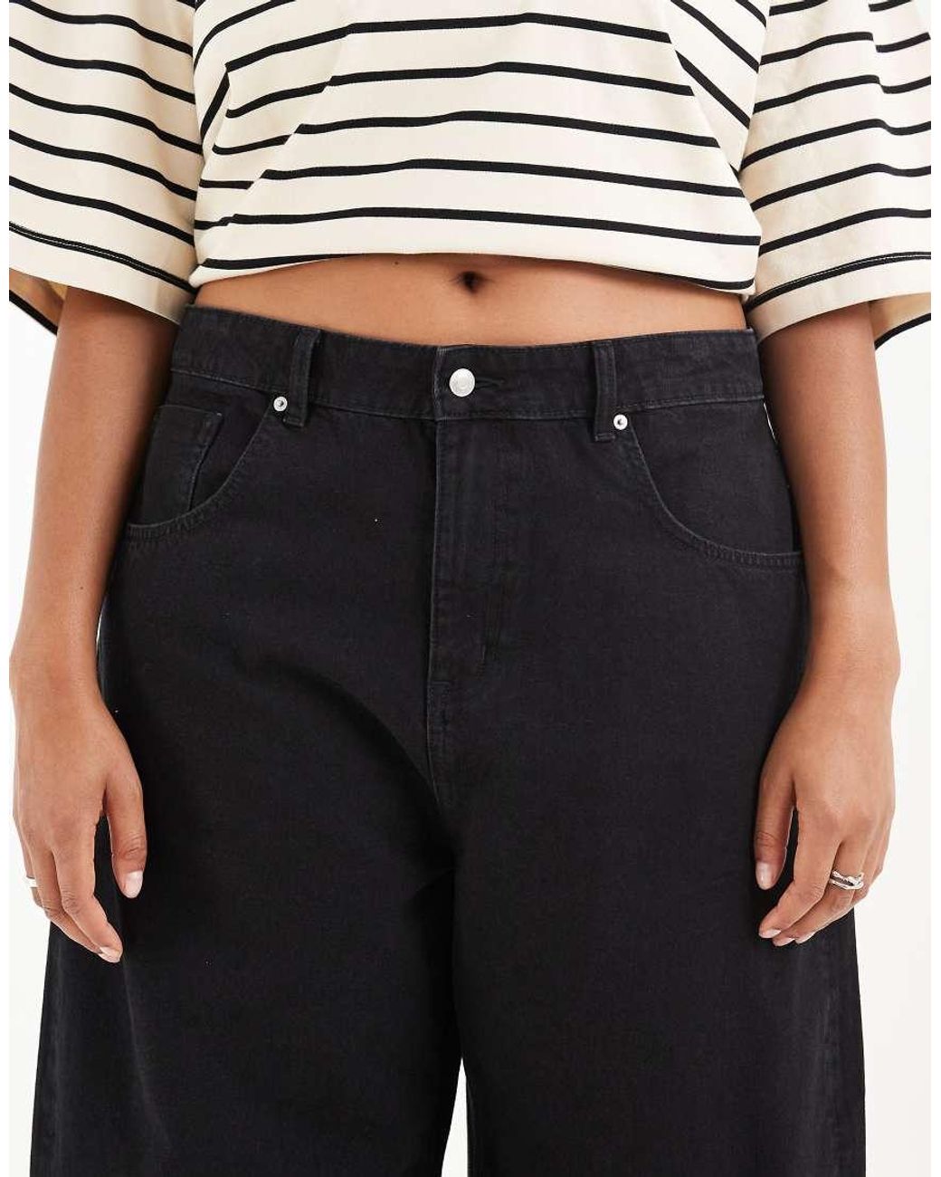 ASOS White Asos Design Curve High Waisted Barrel Leg Jeans