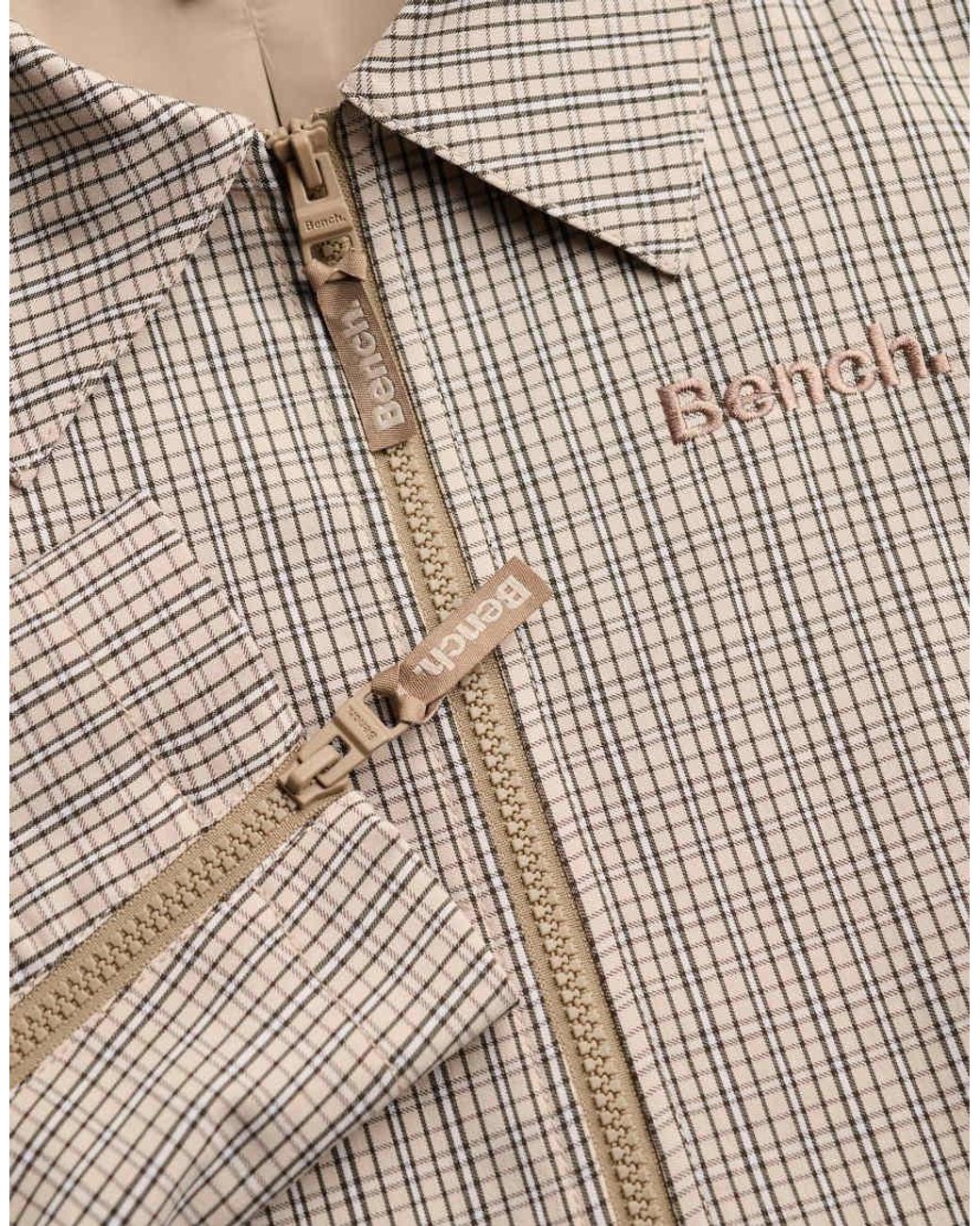 Bench x Superdry & Co White Double Zip Collared Check Jacket