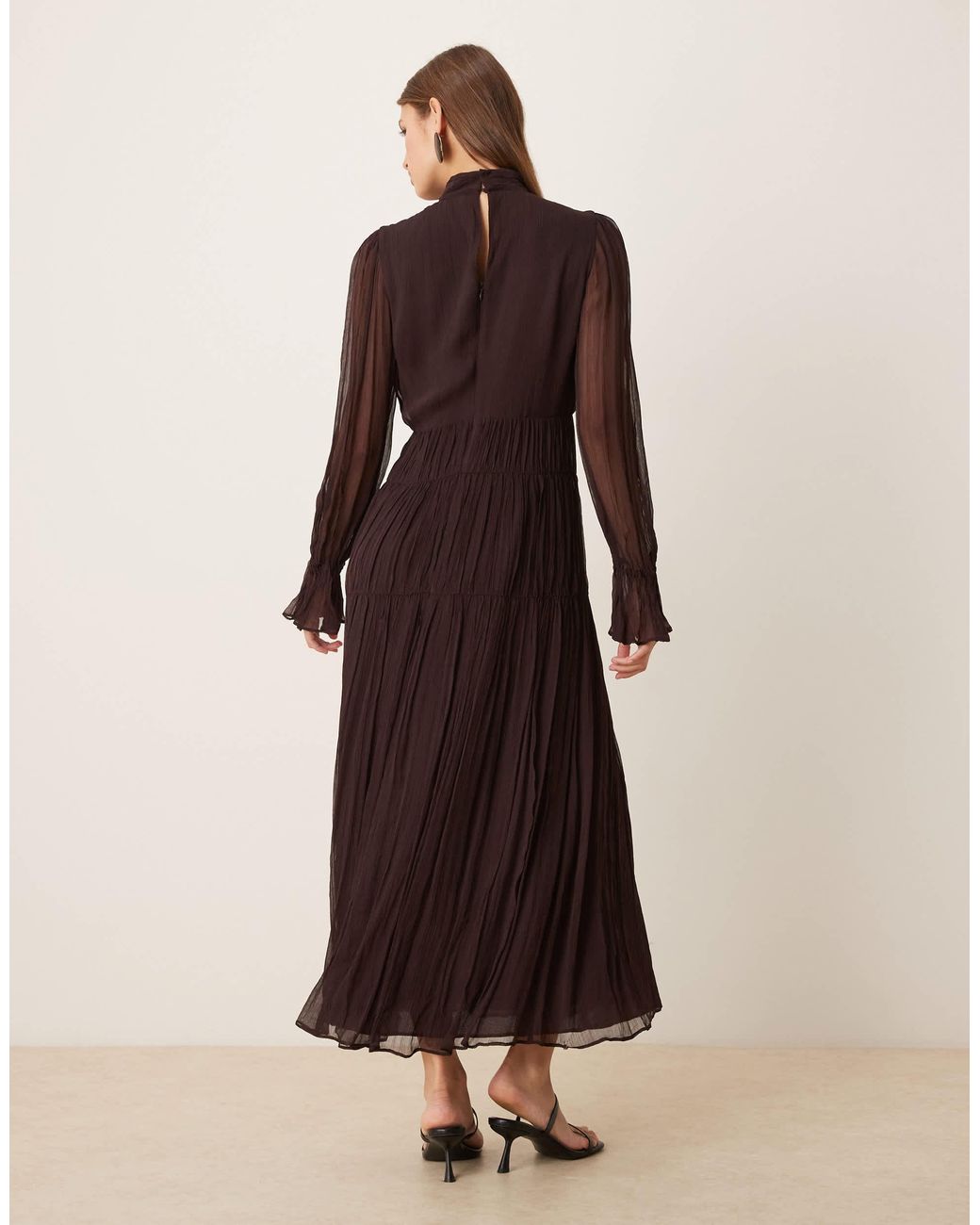 chinese dress ladies Floral Lace Tiered Long Sleeve Maxi Dress