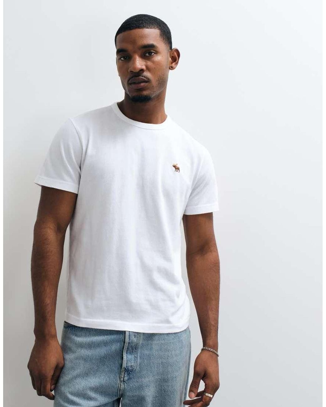 Abercrombie & Fitch White Essential Icon Logo T-Shirt for men