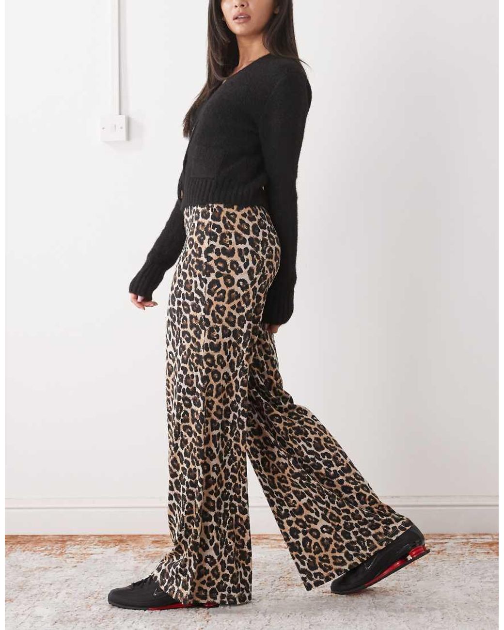 Noisy May Black Ribbed Wide Leg Trouser