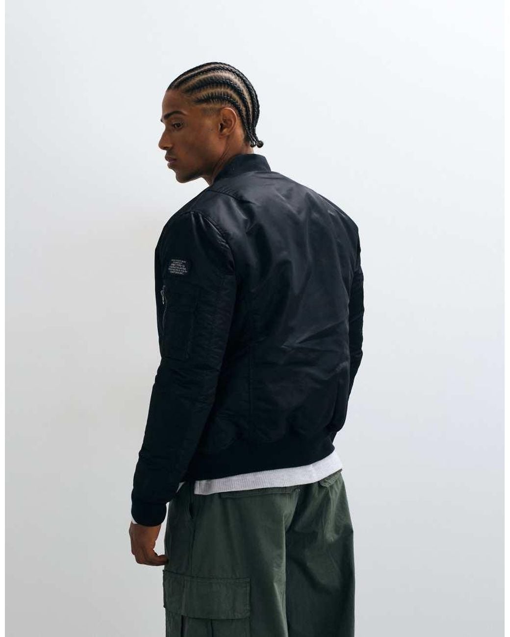 Schott Nyc Blue Padded Nylon Bomber Jacket for men