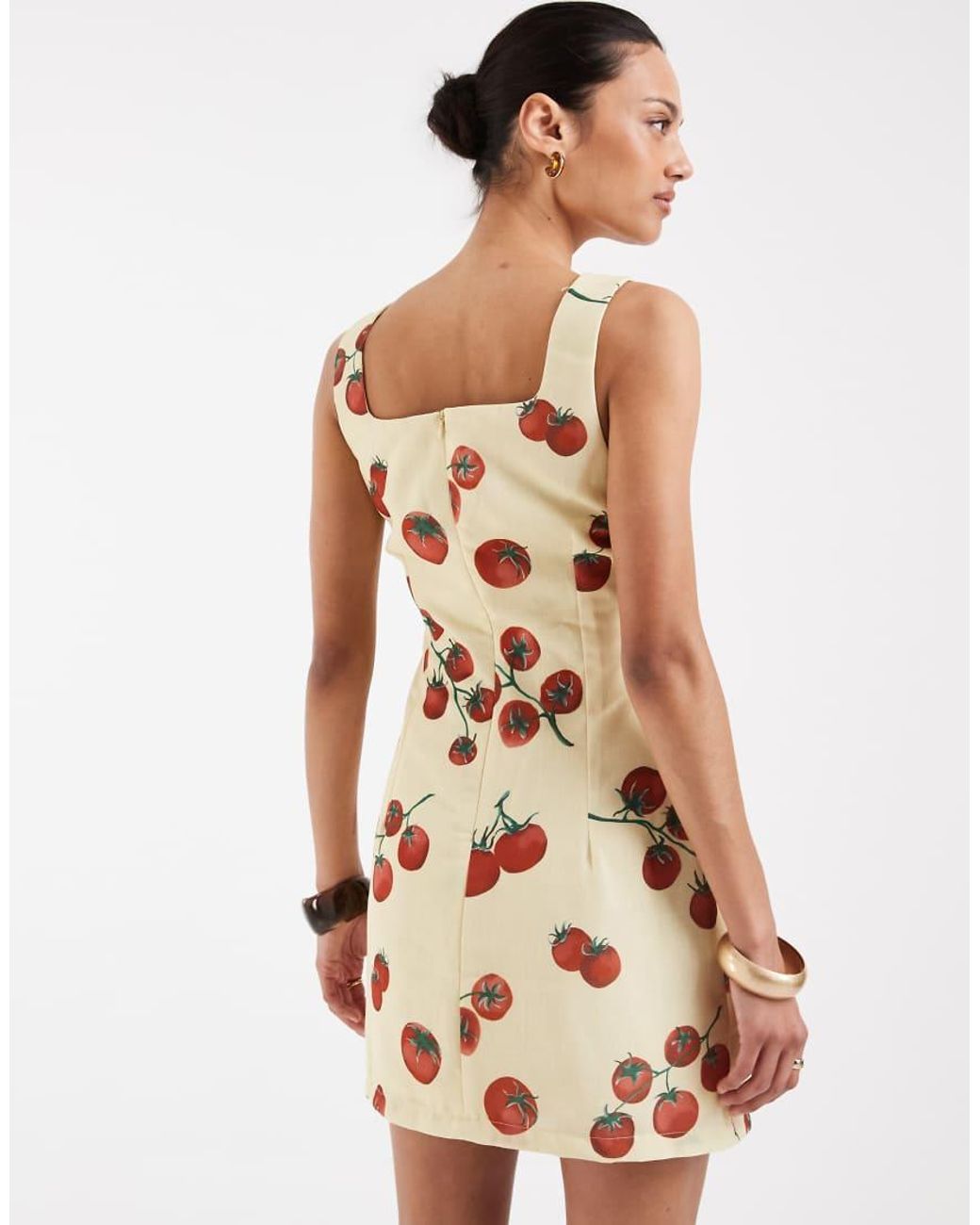 Vero Moda Yellow Square Neck A-line Mini Dress