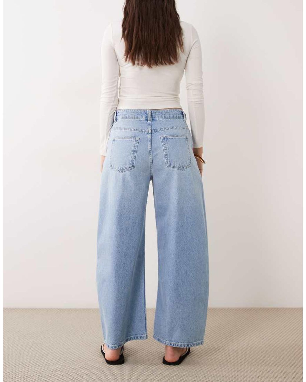 ASOS Blue Barrel Leg Jean With Adjustable Waist