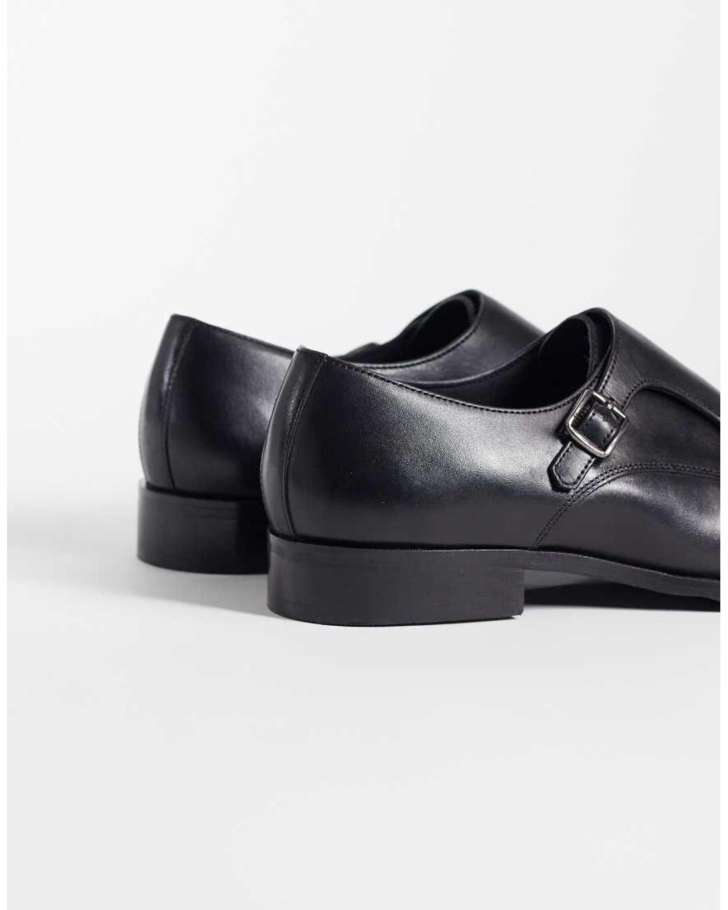 ASOS Black Monk Shoes With Buckled Straps for men