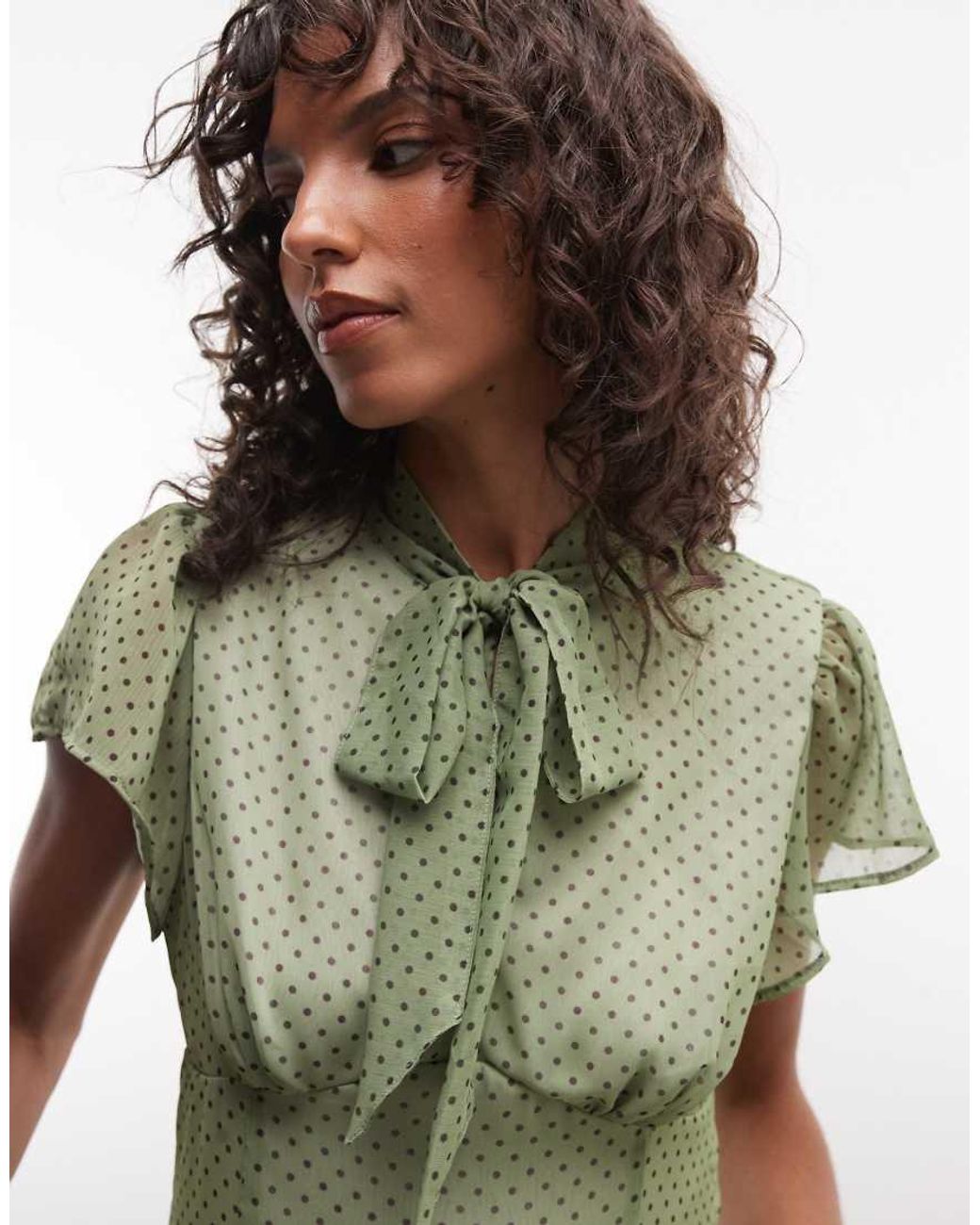 Reclaimed Vintage Green Scarf Detail Dress