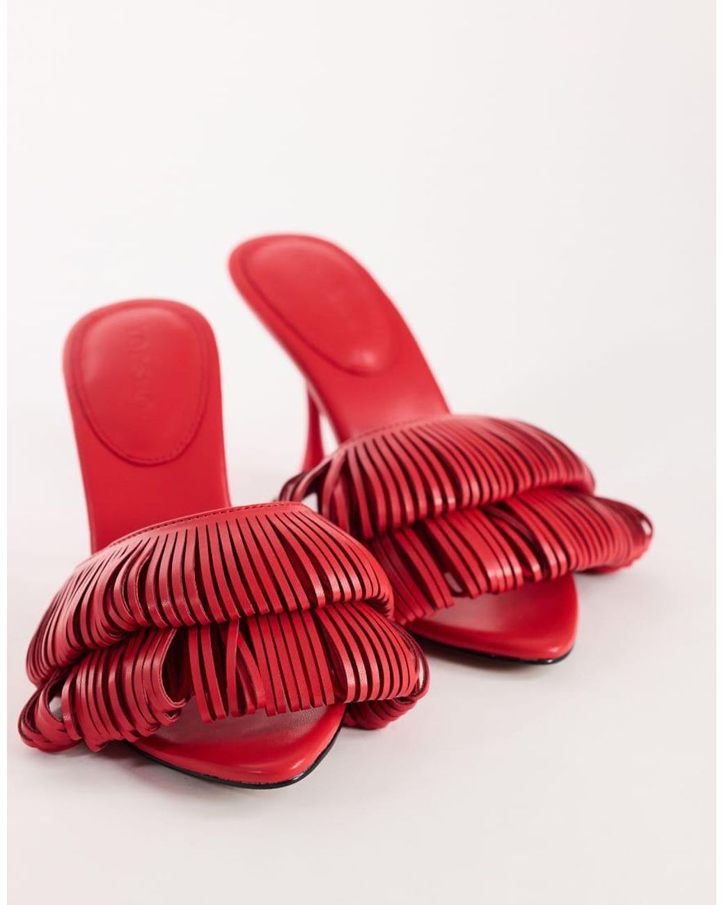 TOPSHOP Red Wendy Looped Fringe Heeled Sandal