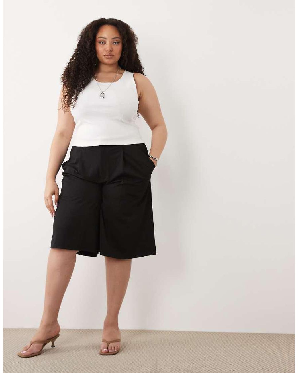 ASOS White Asos Design Curve Slinky Twill Tailored Bermuda Shorts