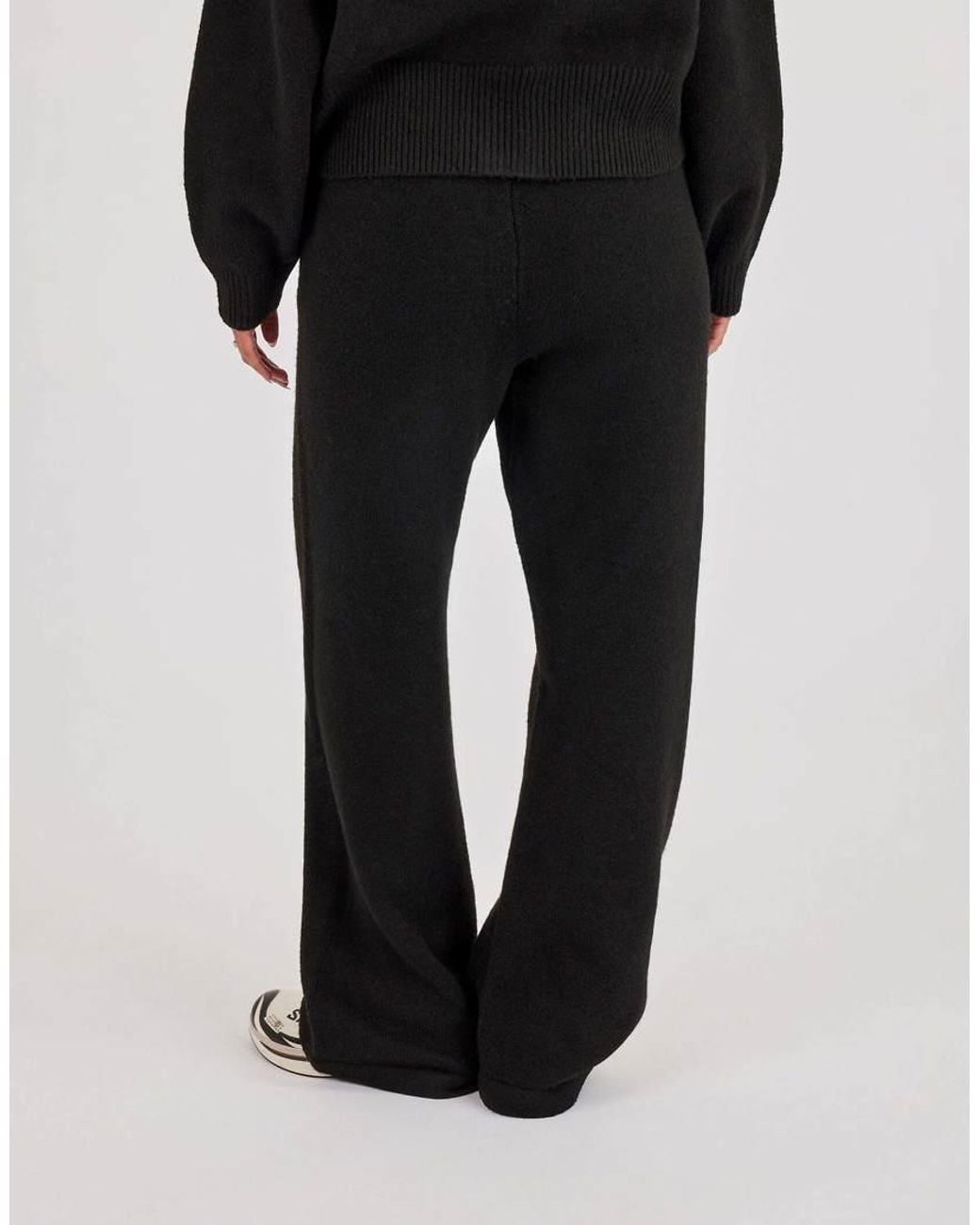 CERNUCCI Black Knitted Embroidered Logo Wide Leg Jogger