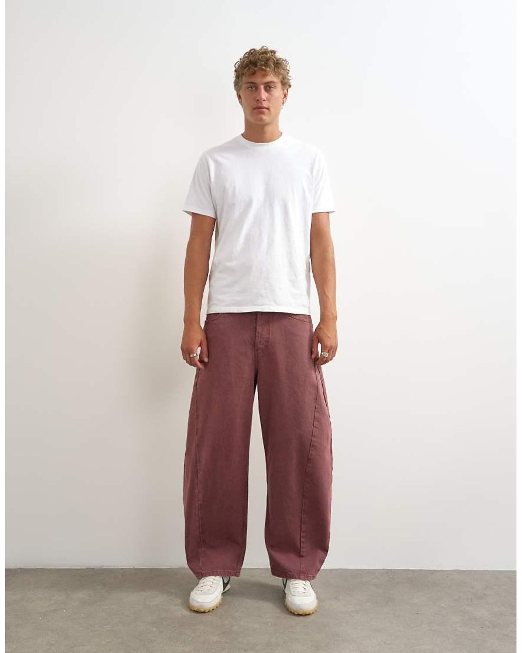 Topman White Rigid Barrel Fit Jean for men