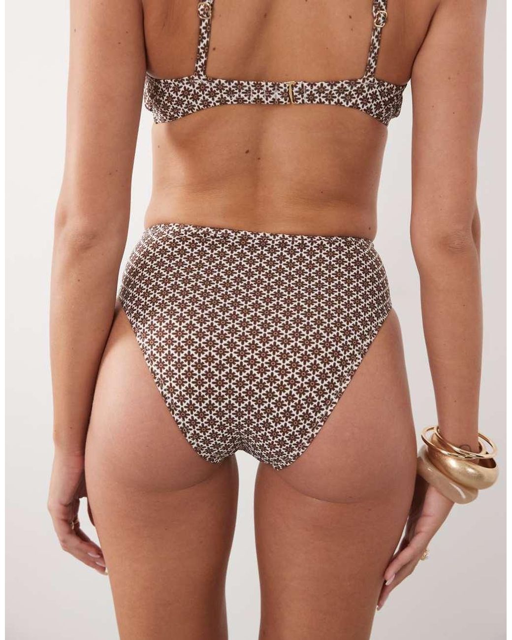 CUPSHE Brown Geo Print High Waisted Bikini Bottom