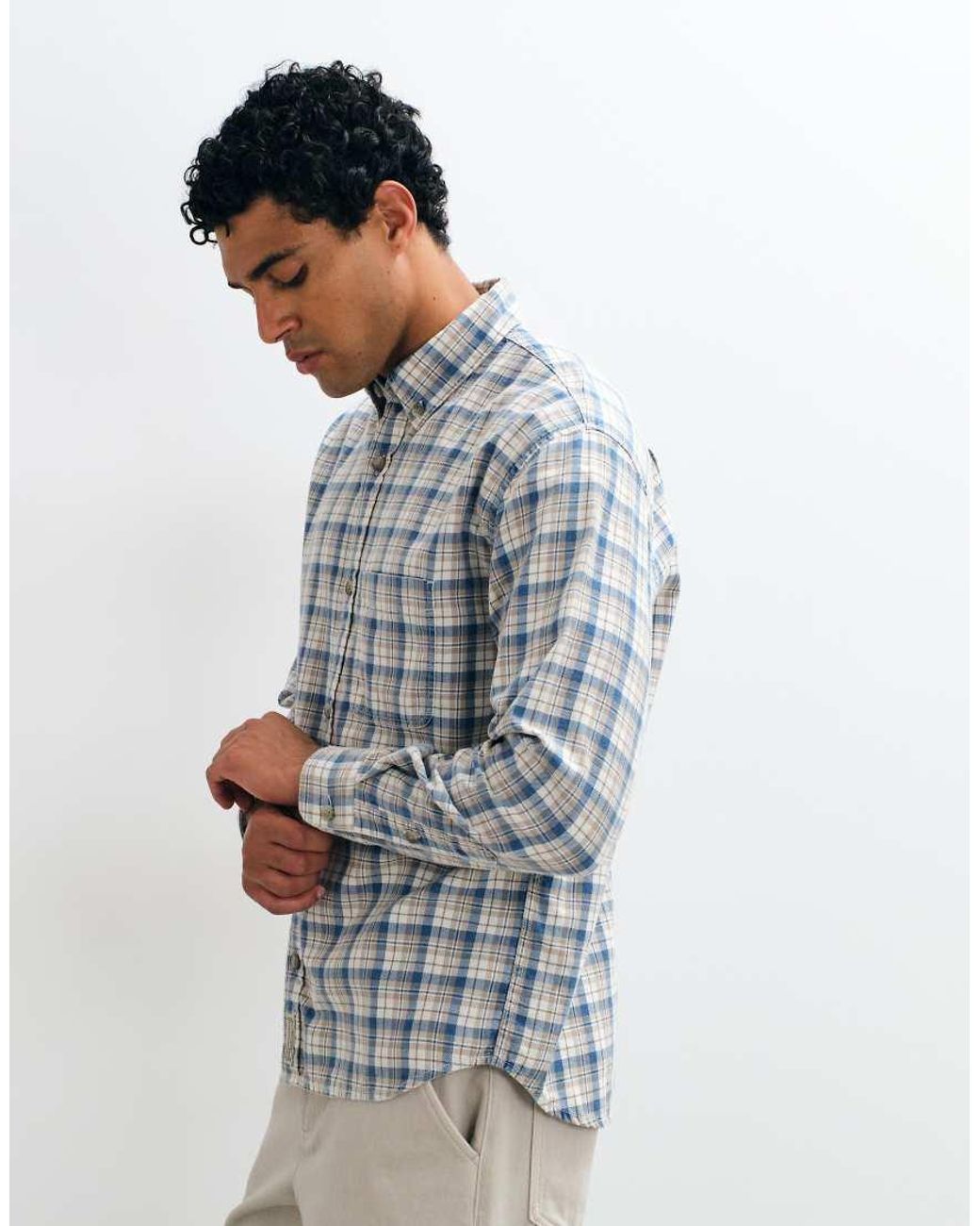 Abercrombie & Fitch Gray Oversized Flannel Shirt for men