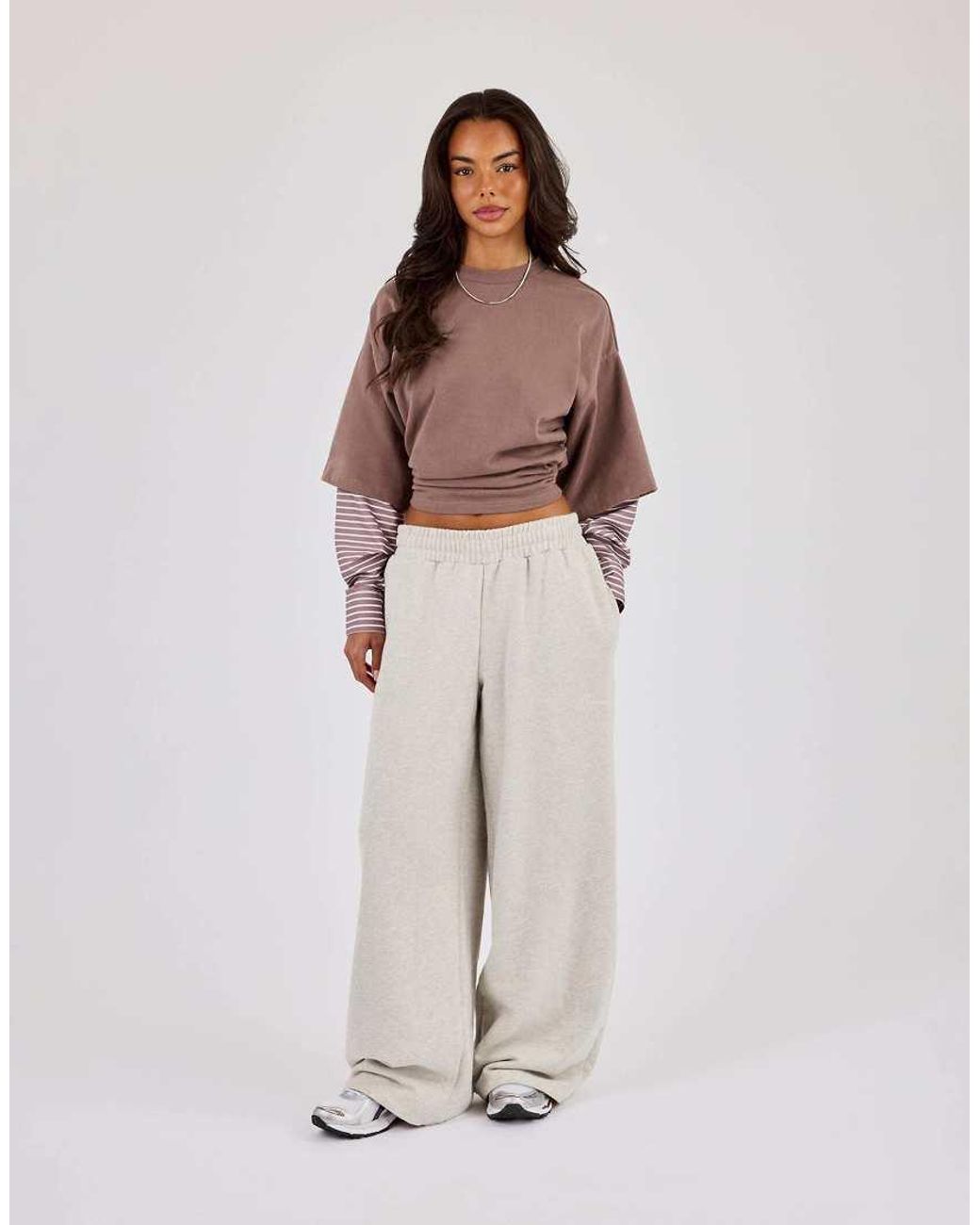CERNUCCI Brown Cropped Oversized T-Shirt With Layered Shirt