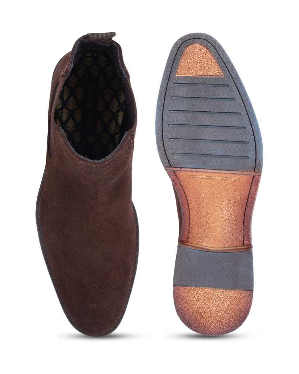 Thomas Crick Black Griffin Suede Leather Chelsea Boot for men