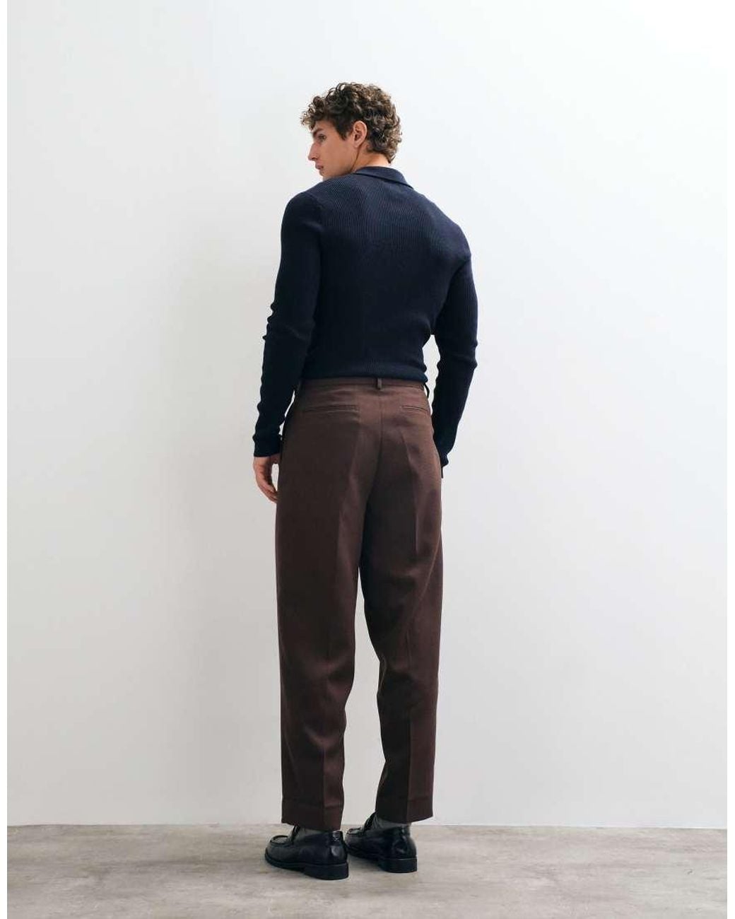 ASOS Black Tailored Pleated Oversized Tapered Trousers for men