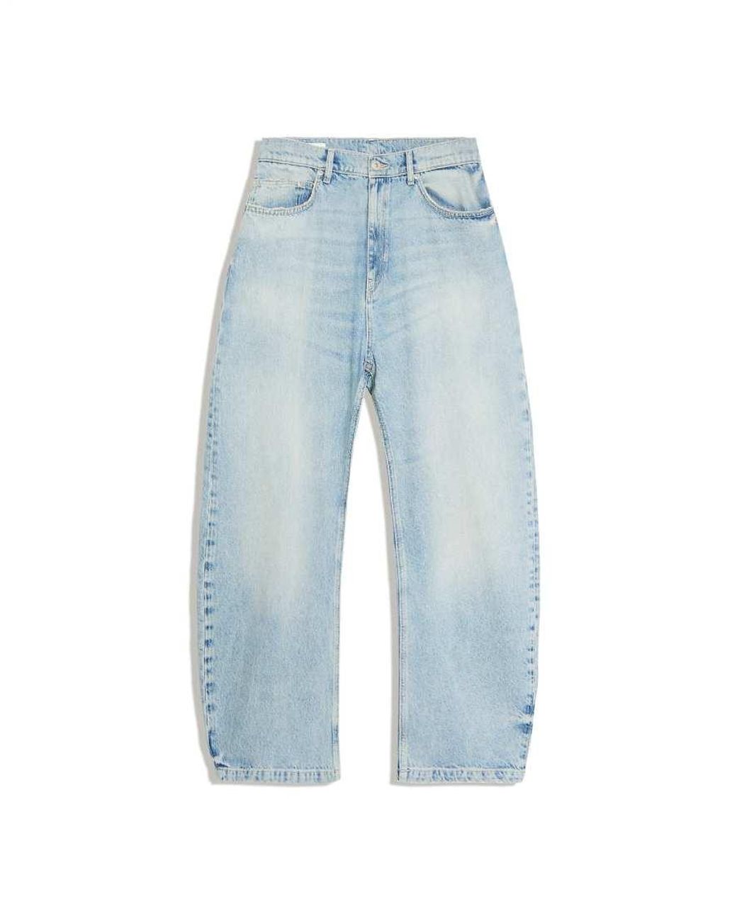 Bershka Blue Twisted Barrel Jeans for men