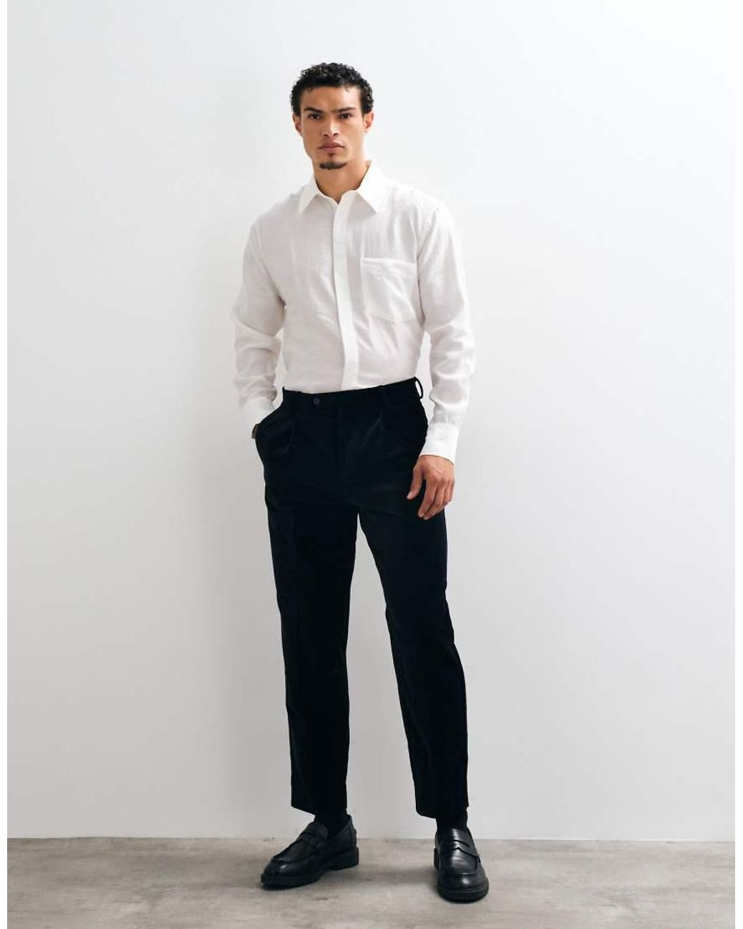 ASOS White Drapey Relaxed Shirt With Concealed Placket for men