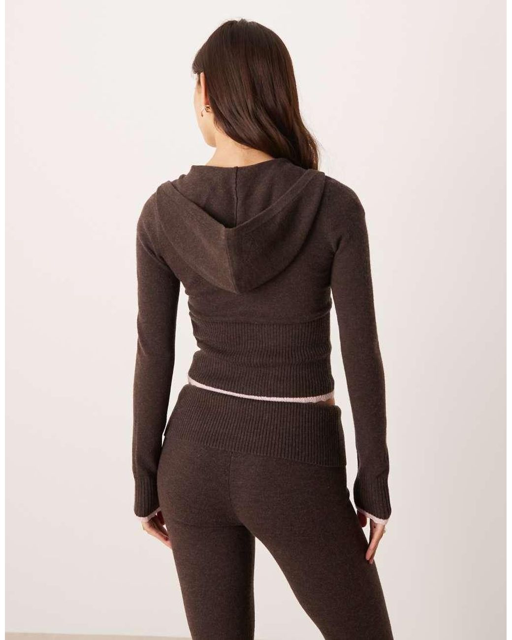 Hollister Brown Gilly Hicks Lightweight Cable Knit Zip Sweater Co-ord