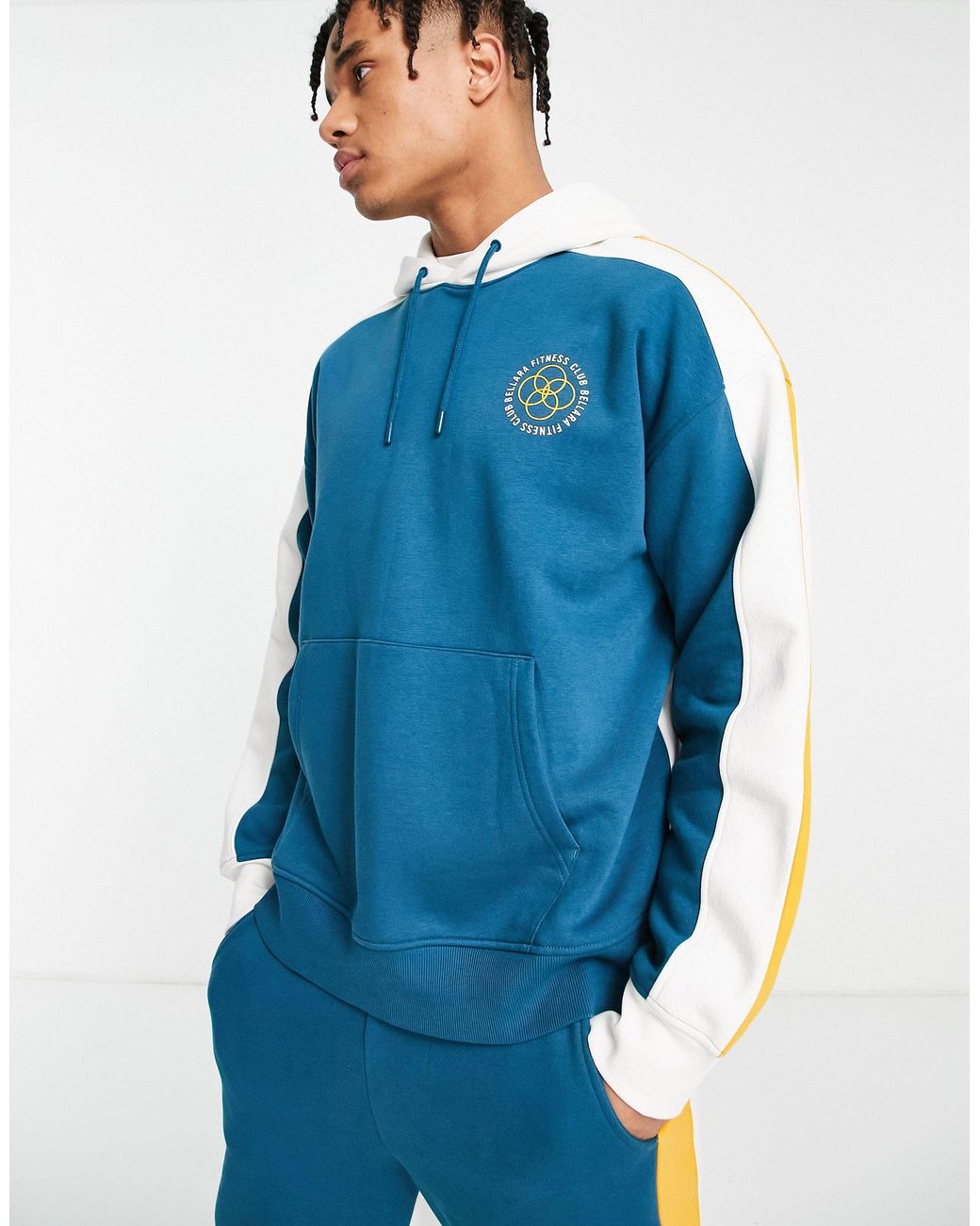 TOPMAN Oversized Color Block Hoodie in Blue for Men Lyst