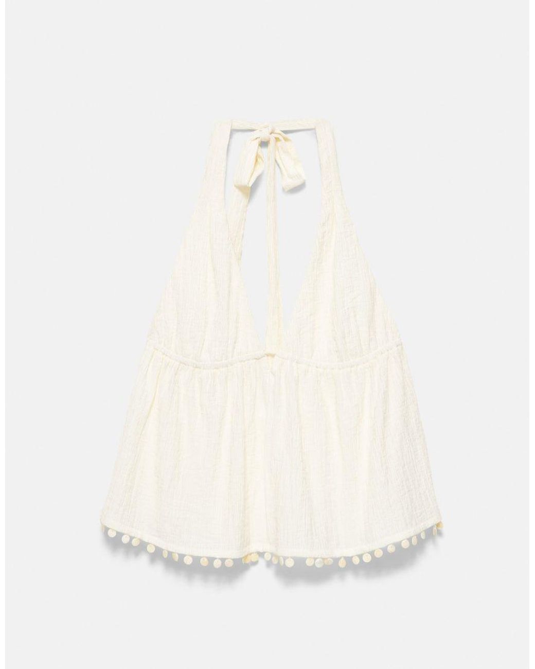 Pull&Bear Blue Shell Detail Halter Top