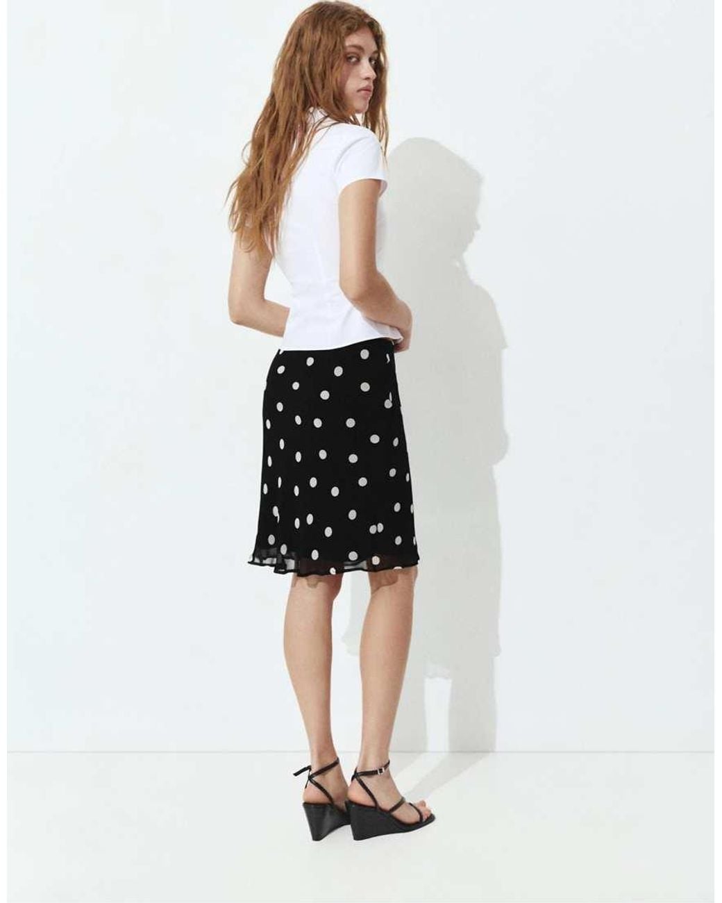 Pull&Bear White Polka Dot Mini Skirt