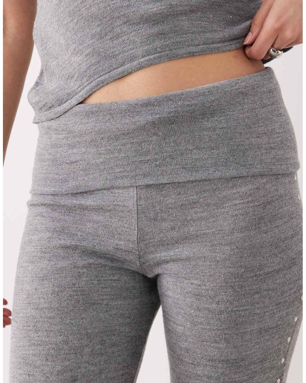 Mango White Studis Knitted Fold Over Trouser With Studs Co-Ord