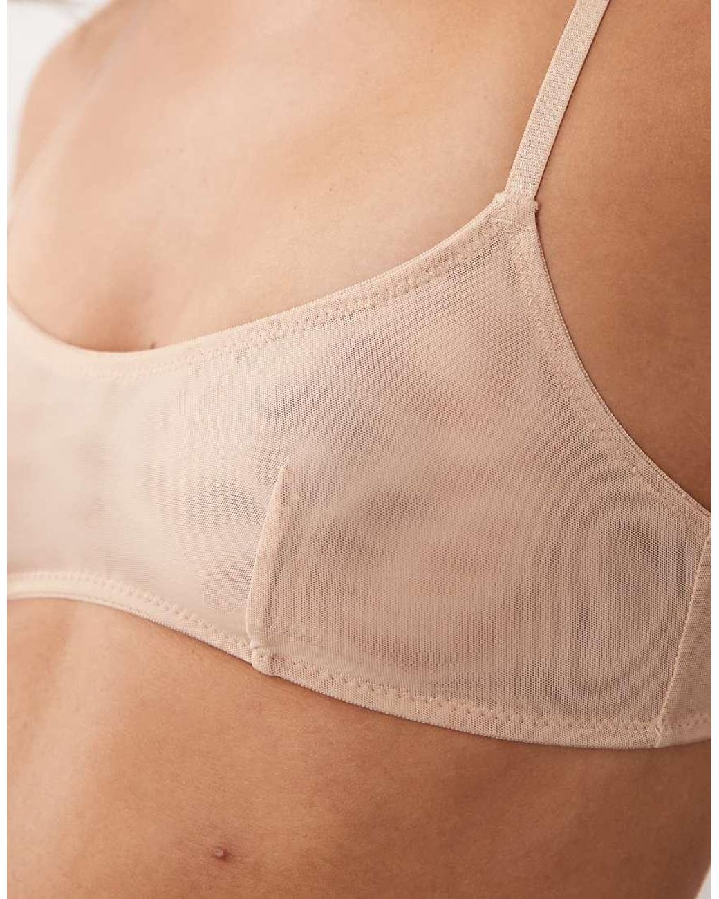 ASOS Natural Tammy Sheer Mesh Scoop Neck Crop